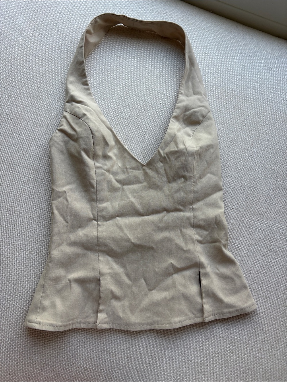 Princess Polly Beige Halter Neck Tank Top - Picture 2 of 3